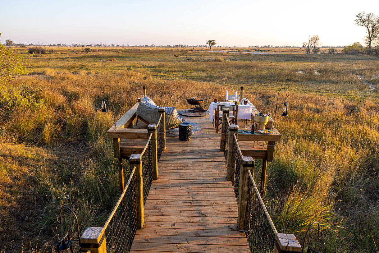 Wildlife viewing deck at Tuludi Camp, Botswana